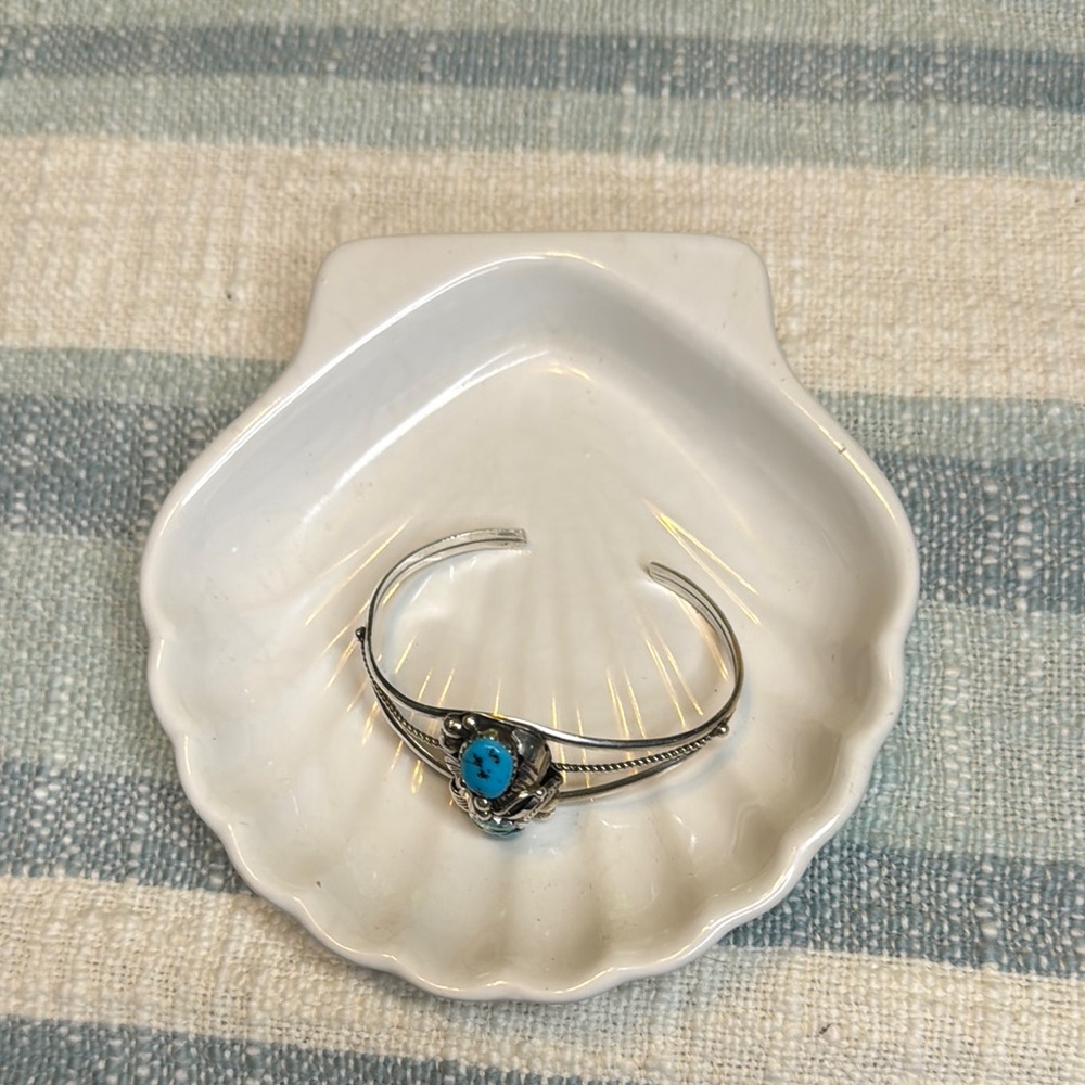 Sterling Silver and Turquoise Gemstone Bracelet with Vintage - Picture 8 of 8